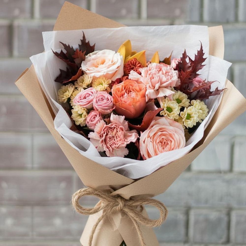 Букет цветов из: Гвоздики, Хризантемы и Розы в Нерюнгри