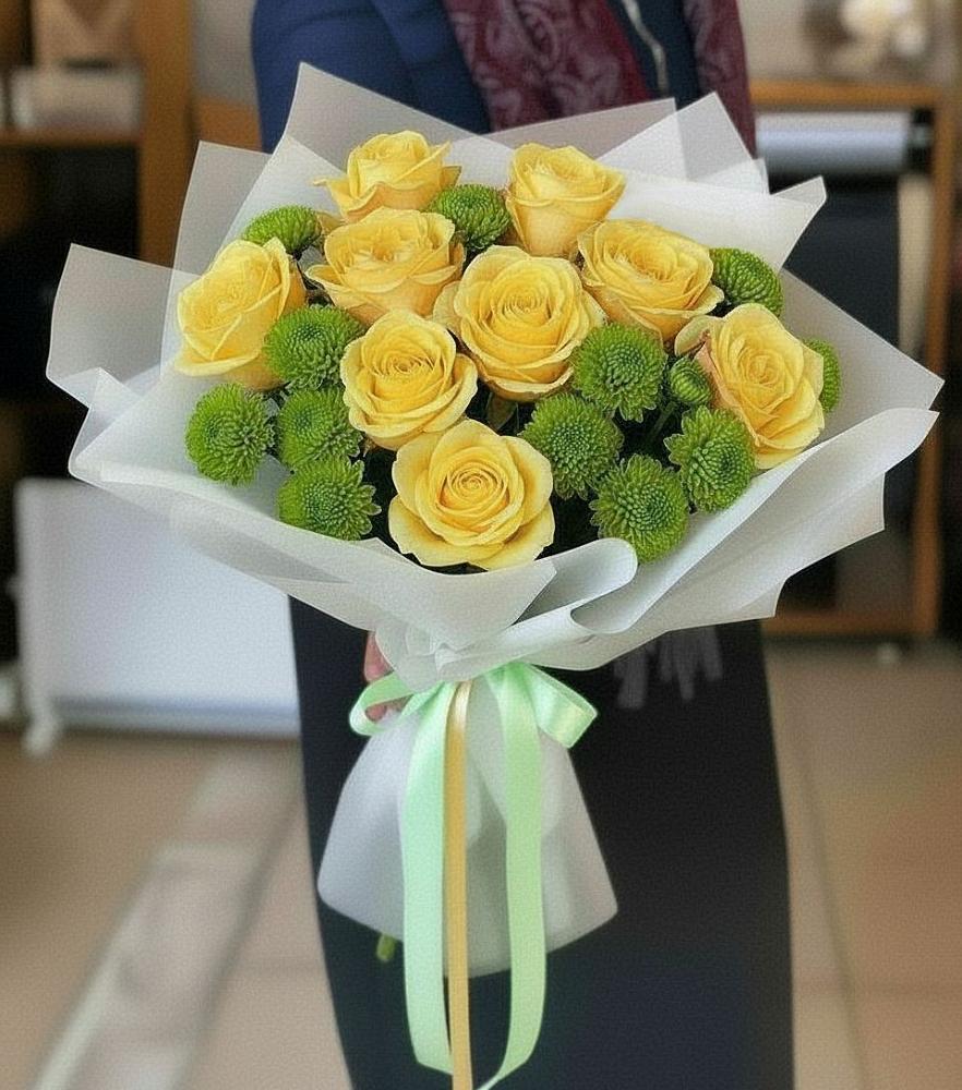 Букет цветов из: Хризантемы и Розы в Нерюнгри