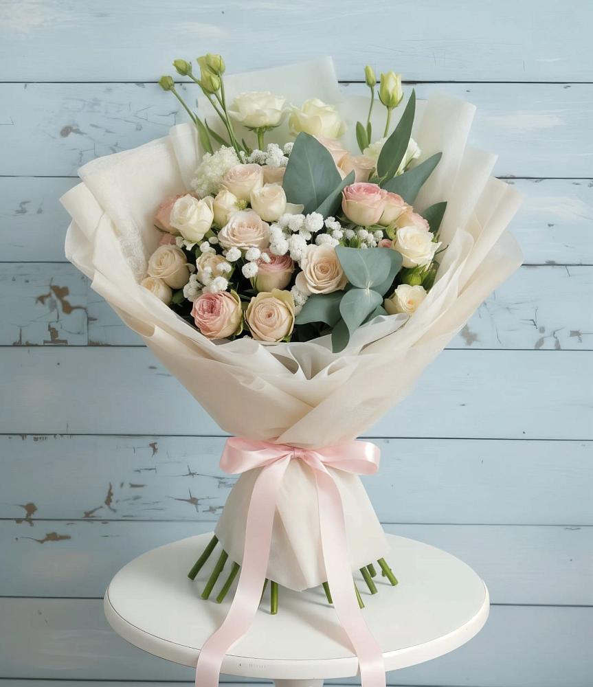 Букет цветов из: Розы и Лизиантусы в Нерюнгри