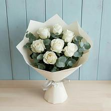 Букет Белые розы в Эвкалипте #REPLACE_PRED# Нерюнгри